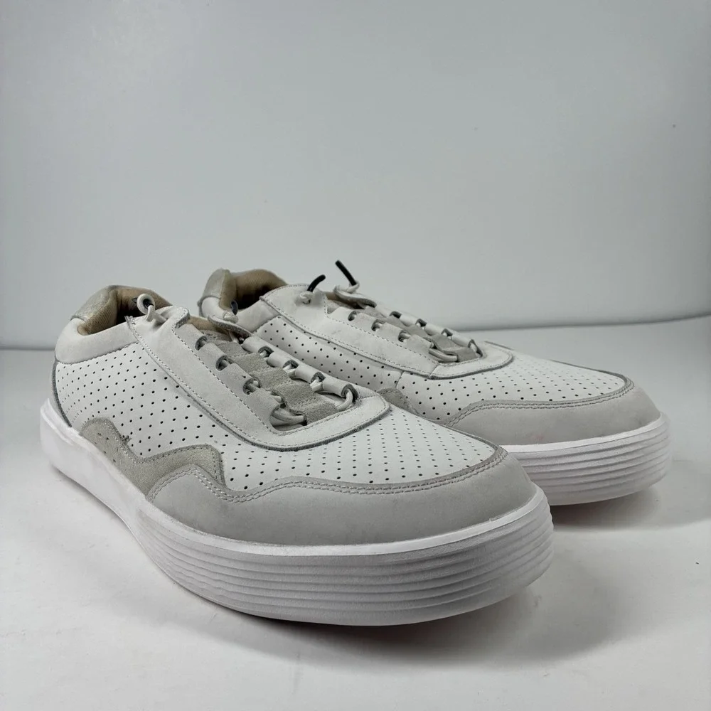 HEY DUDE Hudson M Leather Men's US 12 White Atmosphere/Bone Sneakers 41239-100